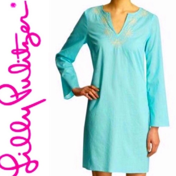 Lilly Pulitzer Elina Cotton Slub Tunic Embroidered Detail - Picture 3 of 10